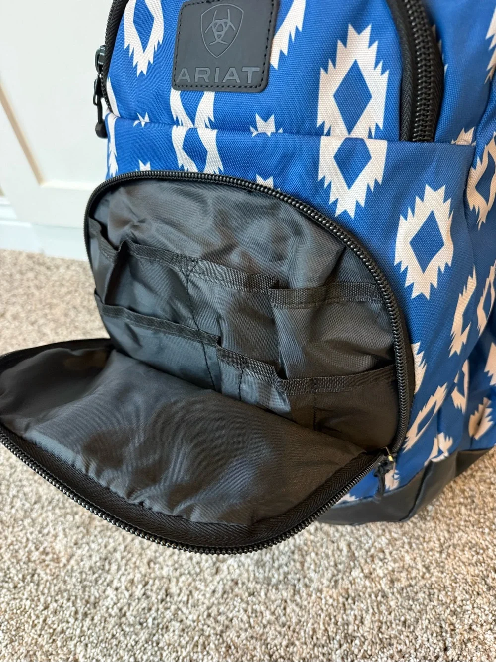 Ariat Blue and White Aztec Print Backpack